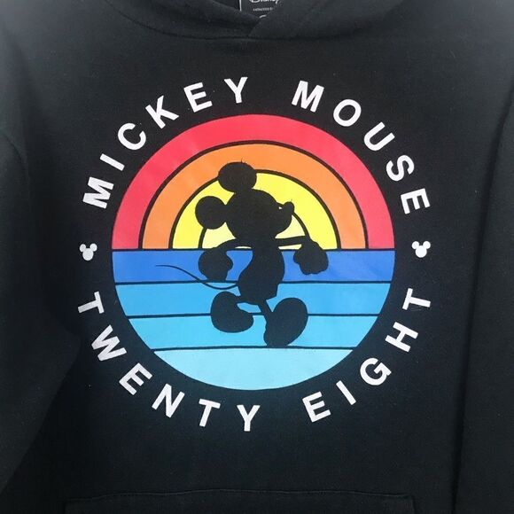 Disney Collection by Neff. Mickey Mouse Rainbow Graphic Black Hoodie - Picture 2 of 11